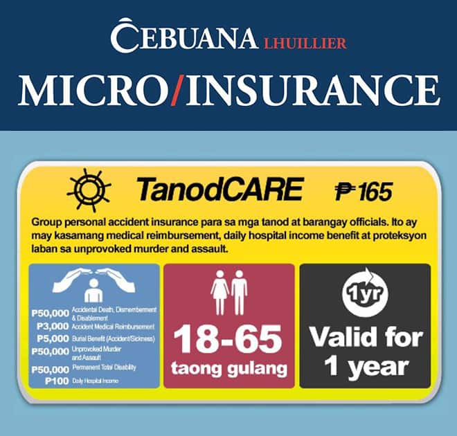 Cebuana Lhuillier tanodcare microinsurance.